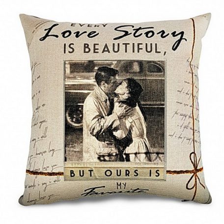Nyomtatható párnahuzat, Love Story, 40x40 cm, párnabéléssel